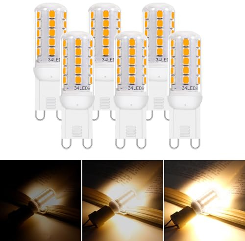 I-SHUNFA lampadina G9 LED dimmerabile, 3000k bianco caldo AC: 230V 3.2W sostituzione lampadina 30w G9 alogena, lampade G9 LED risparmio energetico G9 piccola lampadina (confezione da 6)