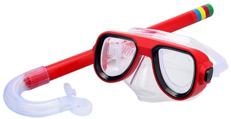 Dickly Schnorchelset für Kinder, Taucherbrille, Schnorchelausrüstung, Schnorchelmaske, Tauchmaske und Schnorchel zum Schnorcheln, Wassersport, Kinder, Rot