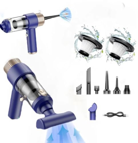 Cordless Handheld Vacuum Cleaner, 8500Pa Powerful Suction Portable Rechargeable Lightweight Quick Charge Small Hand Held Vacuum Cordless for Car, Home, Carpet Stairs, Office and Pet Hair, Blue Color