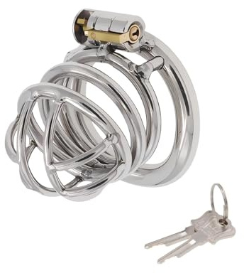 Cage à Pénis Jouets Sexuels pour l'Exercice du Pénis Masculin Chastity Cage Masculine en Métal avec Serrure Invisible et 2 Clés Cage de Chasteté pour La Contention Masculine (Large,45mm)