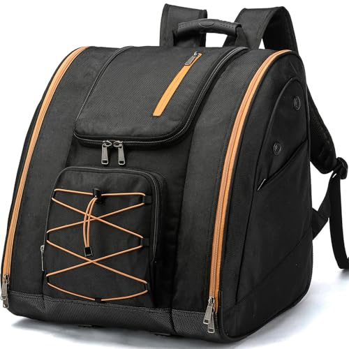 TONRUYN Mochila para botas de esquí para hombres o mujeres, bolsa de botas de snowboard de 50 L, bolsa de equipo de equitación de viaje para patinaje, cascos, gafas, guantes, accesorios de esquí,