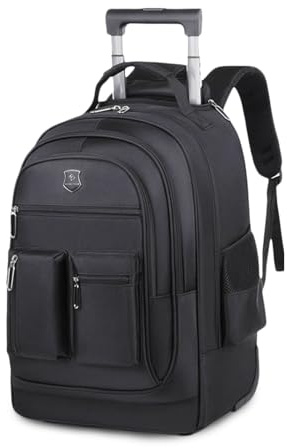 FANDARE Zaino Trolley per PC Portatile da 15.6 pollici Borsa per Laptop con Ruote Zainetto per computer portatile Zaini Borse da ufficio giorno Bagaglio a Mano Viaggio per Uomo Nero