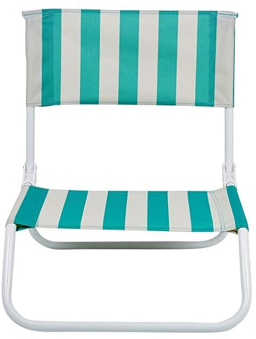 URBNLIVING Foldable Low Beach Chair, Lightweight Striped Camping & Outdoor Deck Chair - Portable, Compact & Durable - Random Summer Colours - Ideal for Beach, Festivals, Picnics & Poolside - 1 chair