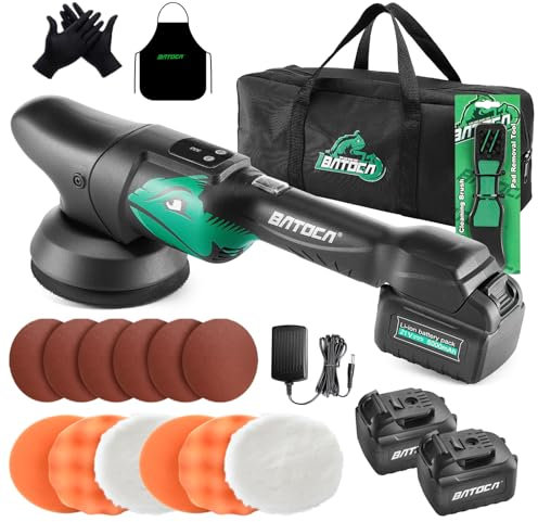 21V Akku Exzenter Poliermaschine,BATOCA S2 Upgrade Auto Poliermaschine,Akku-Puffer/Kabellos Polier Maschine mit 125mm Polierschwamm/Pad,Wollscheibe,Schleifmaschine Polieren von Motorrädern,Booten