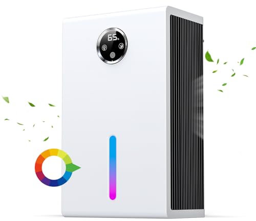 Olubfdh Deumidificatore elettrico da 2800 ml, deumidificatore elettrico con purificazione dell'aria, spegnimento automatico, modalità sleep