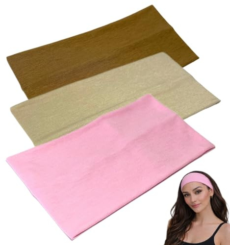 WESTEND CHOICE Extra Wide Headbands 11cm Plain Stretchy Kylie Head Band 3 Pack Unisex Bandeau Headbands for Women & Men Soft Hairbands Yoga Bandana Headband (Mixed set E)