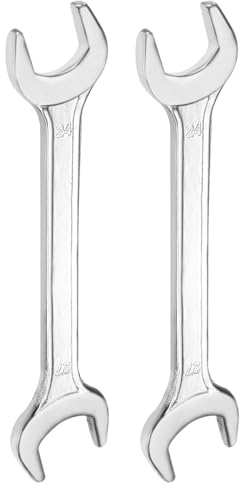 QUARKZMAN 2Pcs Clé à Fourche Double 24mm x 27mm Métrique Clé Plate | à Angle Décalé, Petite Clé Plate Galvanisée, 15 Degrés, pour Réparation Automobile, Assemblage de Meubles