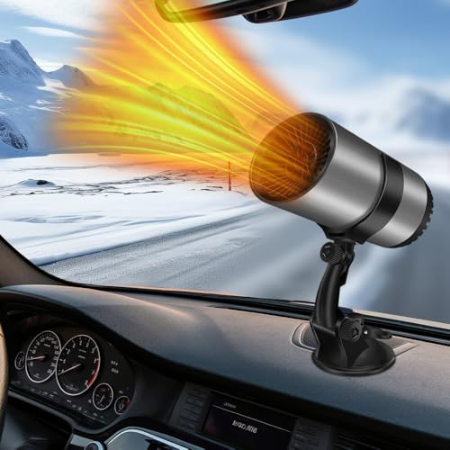 WDKXCN Car Heater 12v, Plug in Car Heater Defroster, Portable Car Heater for Car Cigarette Lighter with Suction Seat, Fast Defrosting&Defogging, Car Windscreen Heater Winter for Windshield