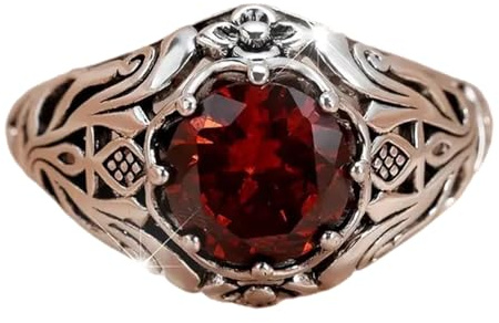 Unisex-Ringe mit roten Edelsteinen, Legierung, Gothic-inspiriertes Design, Vintage-Stil, Schmuck für den Alltag oder formelle Veranstaltungen, Punk-Design, Legierung für den täglichen Gebrauch