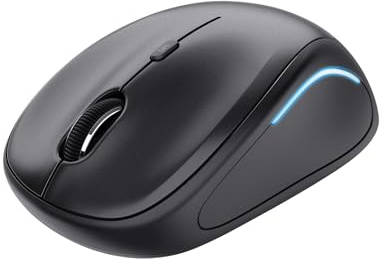 Trust Yvi FX Wireless Mouse with LED Illumination, USB Micro Receiver, RF 2.4 GHz, 800/1600 DPI, Ambidextrous, 8 m Range, Computer Mouse for PC, Laptop and Mac - Black [Amazon Exclusive]