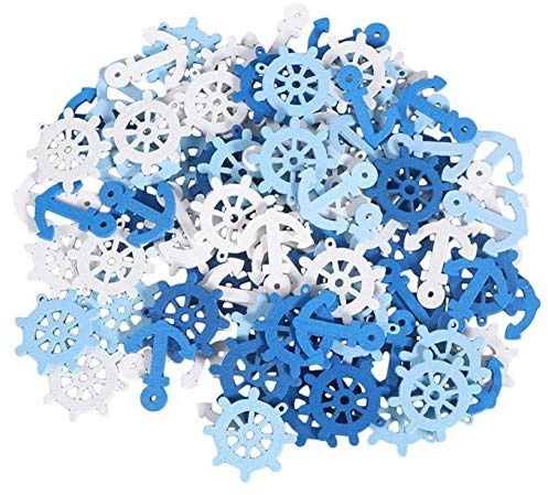 100 Piezas de Anclaje del timón y Colgantes de Madera Scrapbooking Inicio Adornos Decorativos (Color al Azar)