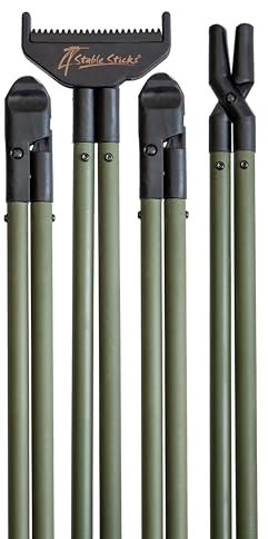 4 STABLE STICKS - Essential Green Modell - Pirsch- Und Weitschießstock - Optimale Stabilität - Abnehmbar - Nur Für Stehende Schüsse - Leicht Und Langlebig - Grün