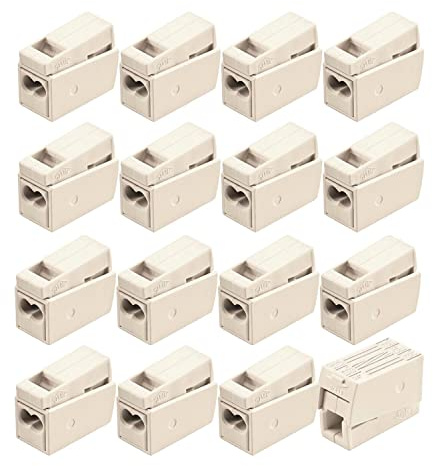 WAGO 224 Leuchtenklemmen Klemmen 2 polig, 1-2,5mm² mit 3 Klemmstellen, Kunststoff weiß 16 Stück