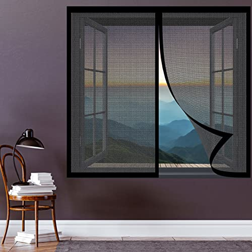 Automático Cortinas Antimosquitos 50 x 160 cm Pantalla De Ventana Mosquiteras Cierre Automático Sin Taladrar Fácil De Ensamblar Cortina Antimoscas Para Balcón Y Puerta Ventana, Negro