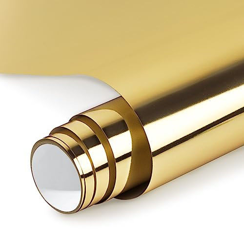 NANAPLUMS Plotterfolie Textil - PU Flexfolie Plotter Textil, Verwendet in Textilien Transferfolie zum Aufbügeln für DIY T-Shirt, Stoffe(Metallisches Gold)