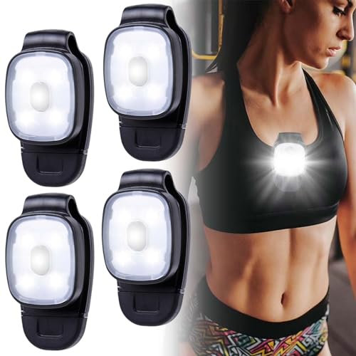 Vaileal 4 Stück LED Clip Lampe: USB Wiederaufladbare Stirnlampe mit 3 Lichtmodi für Joggen, Angeln & Outdoor-Aktivitäten