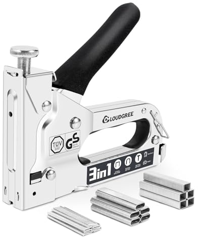 Cloudgree Staple Gun, 3 in 1 Heavy Duty Nail Steel Gun Kit with 1500 Staples, Upholstery Stapler Gun for Wood, Upholstery, Fencing, Furniture, Decoration