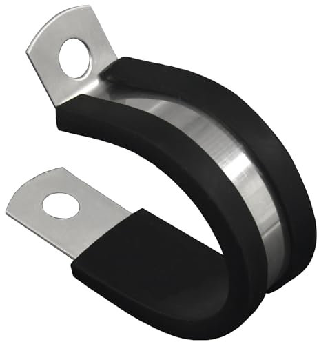 20 PCS Stainless Steel Rubber Cushioned R Shape Clamps,Cable Mounting Hose Pipe Clamps,Rubber Lined P Clips (25mm)