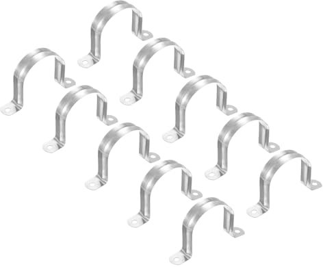 PATIKIL 13,9 Pulgadas/75mm Rígido Tubo Correa Abrazadera 10uds 304 Inoxidable Acero Dos Agujeros U-Forma Tubo Clip Tubo Sujetar Soporte para Tubo Fijación