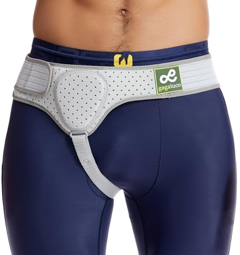 gagaiuco Hernia Guard I Cinturón de Hernia Inguinal para Hombres I Lado Izquierdo o Derecho I Braguero de Soporte para Hernia Inguinal con Correa de Cintura Ajustable-S (1, Small)