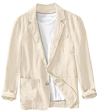 Giacca per il tempo libero da uomo in lino, giacca estiva blazer con bottoni, cappotti sportivi leggeri, camicia a maniche lunghe, abbigliamento quotidiano, giacca sportiva