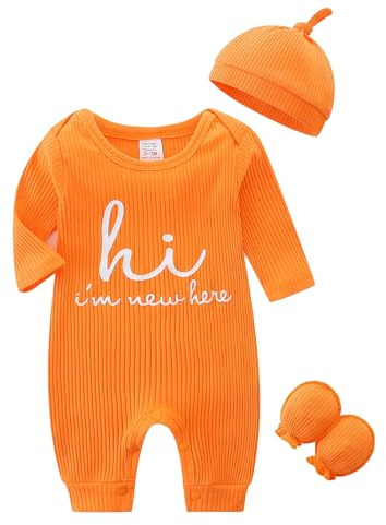 KIDDLETOWN Vestiti per bambino e ragazza, bambino cresce 0-3 mesi, neonato cresce pagliaccetto a maniche lunghe, set di abbigliamento da 3 pezzi, abbigliamento unisex, tutina per neonati, tutina