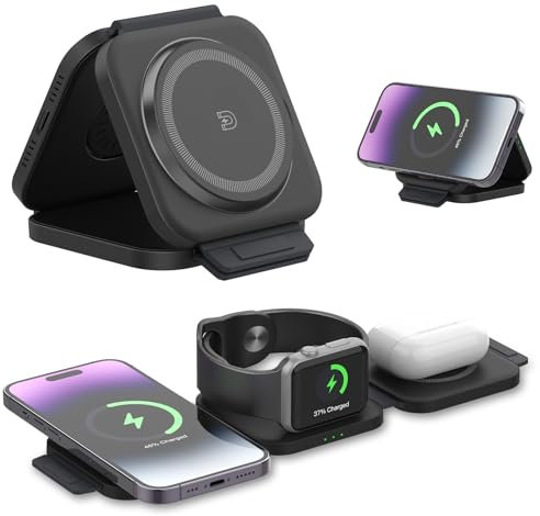 【Upgrade Qi2】Cargador Inalambrico iPhone Magsafe Apple - Universales 25W Max Base Cargador iPhone y Apple Watch Samsung Xiaomi 3 En 1 iPhone 16 15 14 13 12 11 X XS XR 8 Series, Apple Watch 10-2 Series