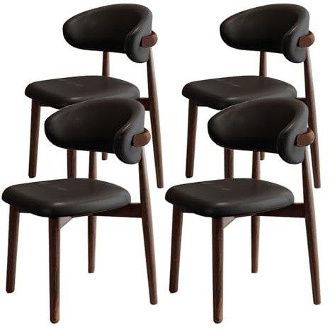 Meal Chairs Gepolsterte Esszimmerstühle, 1er-Set, Moderne Küchen- und Esszimmerstühle aus der Mitte des Jahrhunderts, armloser Bauernstuhl aus PU-Leder mit Holzrahmen/Gebogene Rückenlehne, S