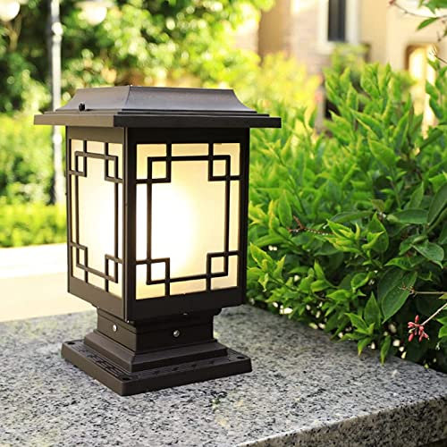 Garden Post Light Solar Fence Pedestal Light Square Gate Bollard Pillar Lamp LED Column Post Lamps Outdoor Waterproof Table Torch Lantern Deck Villa Landscape Street Lighting To pursue happiness