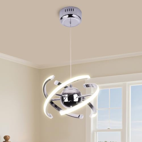 TONGNIDA Modern LED Chandeliers Ceiling Lights,Adjustable Globe Pendant Light 26W,Living Room DIY Chrome Hanging Lights,Light Fittings Ceilings for Kitchen Island and Bedroom,Natural Light