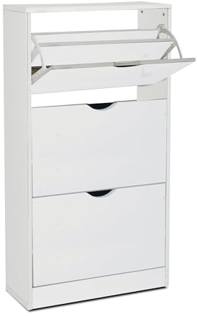 Acomoda Textil - Zapatero 3 niveles de Madera, Amplio, Resistente y de Fácil Instalación. Organizador de Zapatos Moderno, Fácil montaje y Robusto (Blanco)
