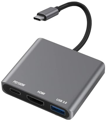USB C to HDMI Adapter, USB Type C Converter to 4K-Hdmi, Digital AV Multiport Adapter, 3 in 1 Hdmi to USBC 3, 100W PD for MacBook Pro Air, Pad I-phone 15/16/17 Pro Max, Laptops Samsang Windows 11/10/8