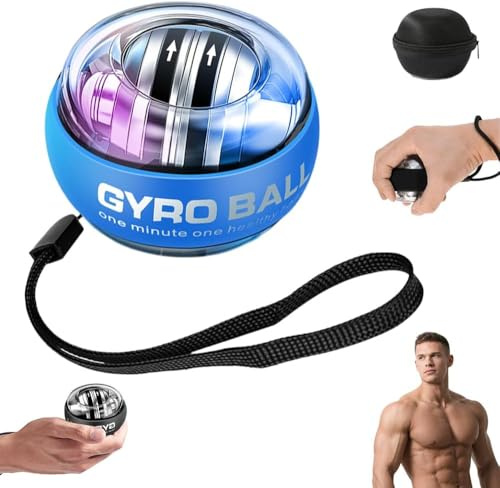 Wrist Trainer Ball,Gyro Ball,Vital Wrist Ball,Auto-Start Wrist Strengthener Exerciser Gyroscopic Forearm Exerciser, Enhance Grip Strength,Hand Strengthening Devices, Adjustable Resistance (Blue)