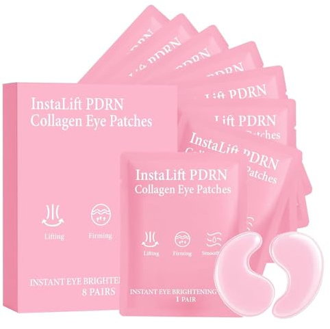 8 paia Patch Occhi per Occhiaie e Borse, al Collagene e Acido Ialuronico, Maschera Idratante Contorno Occhi Antifatica, Con Niacinamide ed Estratto di Caffè