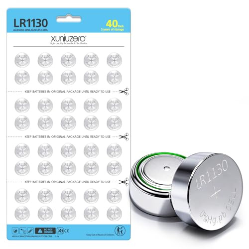 XUNIUZERO 40 Pack LR1130 AG10 Battery 1.5V Long-Lasting Alkaline Button Cell Batteries