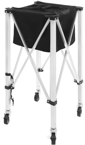 Bdneygtyr Carro de pelotas de tenis plegable con 4 ruedas y cremallera | Carrito de pelotas y cesta para 150 pelotas de tela Oxford 600D | Carro de entrenamiento y soporte para pelotas de