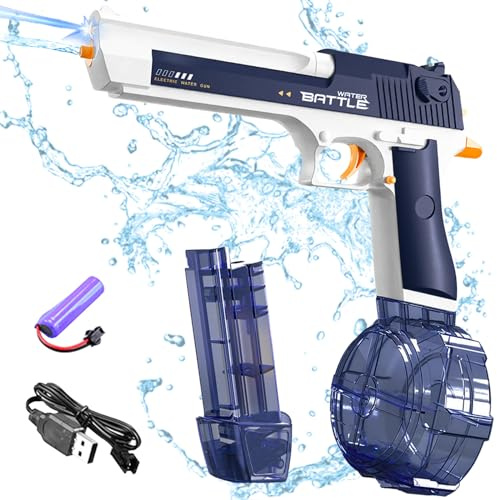 XUNIVERS Pistola de Agua eléctrica Luminosa, para Adultos y Niños, Alcance de hasta 32 pies Potente Pistola De Agua Eléctrica para Piscinas Familiares, Playa y Exteriores