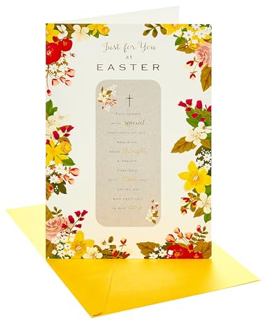 UK Greetings | Easter Card | Easter Flowers Design | With Envelope | Easter Greeting Card | Her/Him | 14.9 x 22.9cm