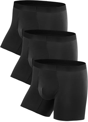 TRENDOUX Calzoncillos Hombre Boxer de Bambú: Ropa Interior Transpirables y Suaves de Viscosa de Bambú, Elástico y Cómodo Diseño sin Costuras con Pierna Larga Boxers para Hombres Pack de 3