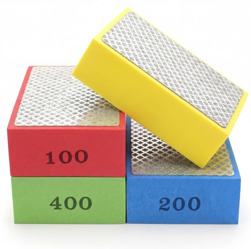 4-pack Diamantslipset för handpolering, slipblock för kakel, polerpads i diamant, glasslipare för granit, marmor & keramik (kornstorlek 60# 100# 200# 400#)
