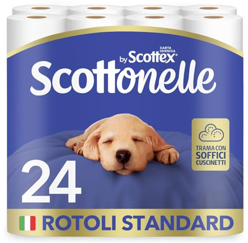 Scottonelle Carta Igienica, Soffice e Trapuntata, Dermatologicamente testata, certificata FSC, 24 Rotoli