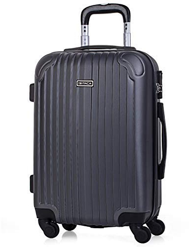 ITACA - Maleta de Cabina 55x40x20 - Maletas De Viaje Cabina Rígidas Trolley con 4 Ruedas Dobles para Avion Ligera Equipaje De Mano Candado de Combinación. Compatible Ryanair, Antracita