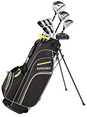 Precise M3 Men’s Right Handed Complete Golf Club Set Regular, Golf Clubs for Men Include 460CC Driver, 3 Wood, 21* Hybrid, 6-9 Irons, Pitching Wedge, Putter, Deluxe Stand Bag, 3 Headcovers, Black Lime