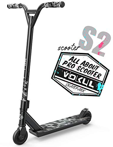 VOKUL Pro Trick Scooter for Kids 6 Years Up & Teens - Stylish Entry Level Stunt Freestyle Scooter with Stable Performance for Boys,Girls(New/Black)
