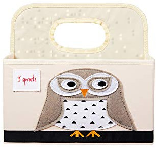 3 Sprouts - Wickeltasche Organizer - Baby Windel Caddy für Wickelutensilien - Wickelkorb & Wickelorganizer für Wickeltisch - Praktischer Wickelcaddy - Windel Organizer Korb - Eule