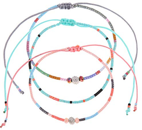 Tillverkad av Nami pärlor armband set om 3 kvinnor och flickor – 3 x surfararmband – 100 % vattentätt och justerbart – färgglada vänskapsarmband – present bästa vän – festival tillbehör, 15