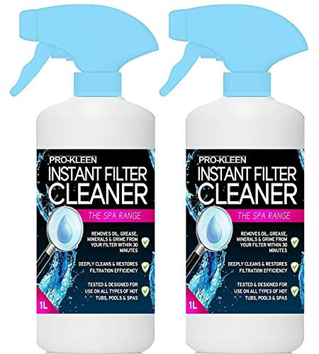Pro-Kleen Instant Hot Tub & Spa Filter Cleaner Spray (2 x 1L) - Improves Efficiency of Filter - Suitable for all Hot Tubs, Pools & Spas