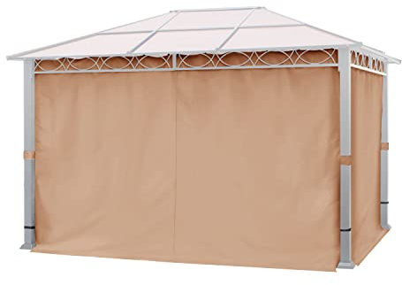 4 Seitenteile für Gartenpavillon Rendezvous Deluxe 3x4 m - Polyester ca. 160 g/m² - mit Reißverschluss - Cappuccino