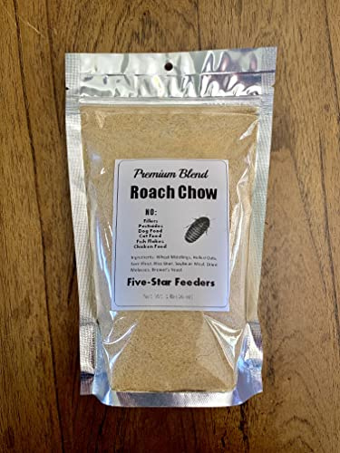 1 lb. Roach & Cricket Chow – Balanced Protein, Calcium-Fortified Diet by Five-Star Feeders – Resealable Mylar Bag