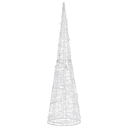 vidaXL Piramide Decorativa Cono Luce LED Acrilico Bianco Freddo 90 cm